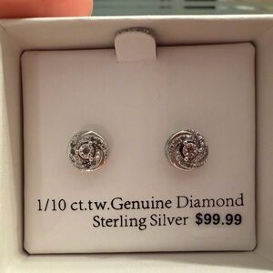 Sterling Silver Diamond Earrings